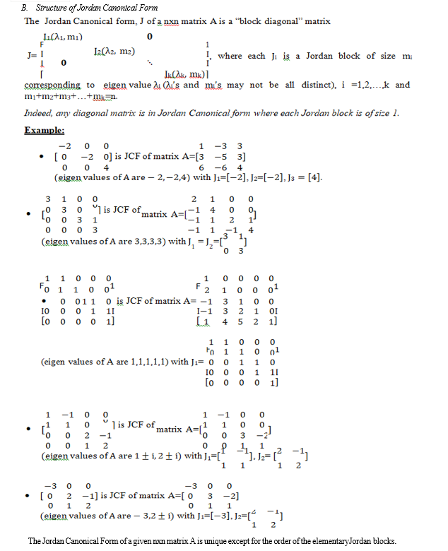 Jordan Canonical Form, Generalised Eigen Vectors and its Applications